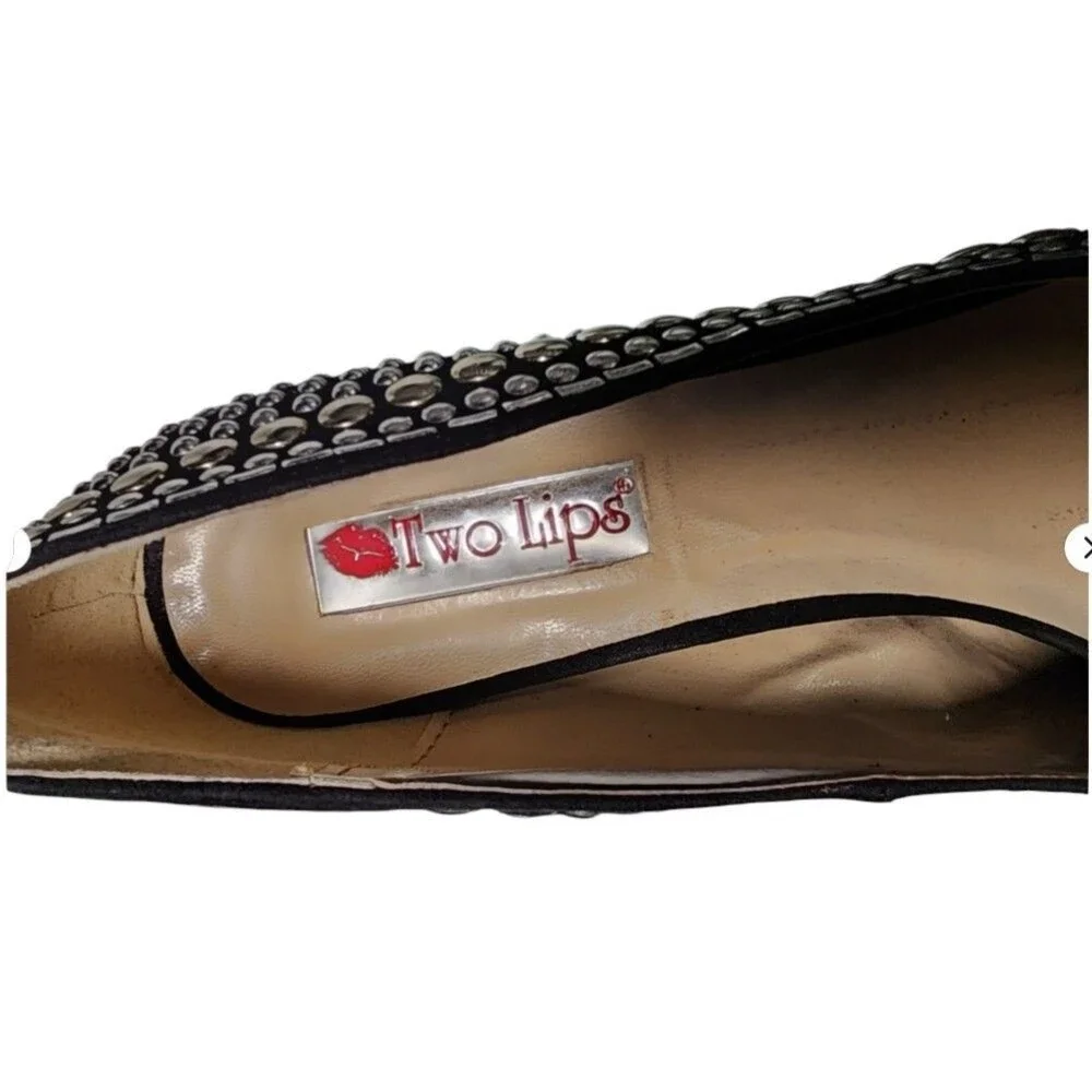 Two Lips 'Studlee' Black Platform Studded Stiletto Pumps Size 9M Clubwear